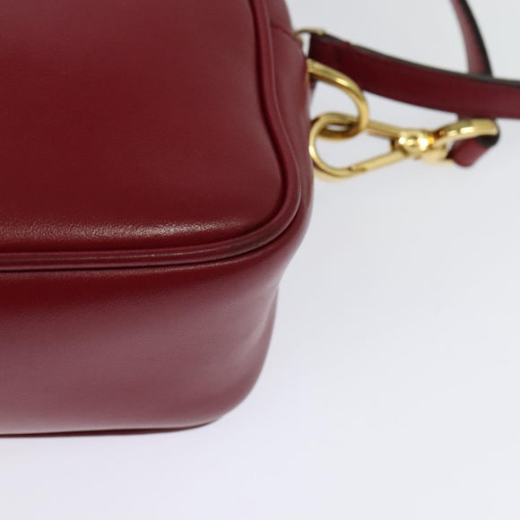 FENDI Zucca Shoulder Bag Leather Red Gold Auth 125736