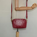 FENDI Zucca Shoulder Bag Leather Red Gold Auth 125736-19