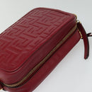 FENDI Zucca Shoulder Bag Leather Red Gold Auth 125736-6