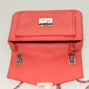 FENDI Chain Shoulder Bag Leather Pink Silver Auth 125738-15