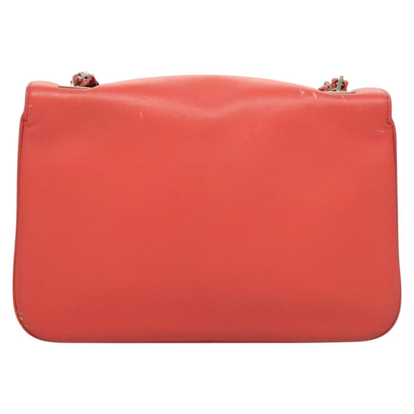 FENDI Chain Shoulder Bag Leather Pink Silver Auth 125738