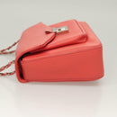 FENDI Chain Shoulder Bag Leather Pink Silver Auth 125738-5