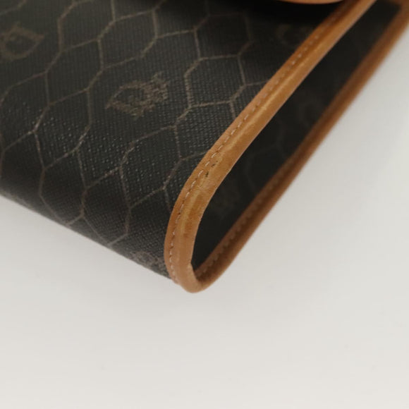 Christian Dior Honeycomb Canvas Chain Shoulder Bag PVC Black Gold Auth 125740