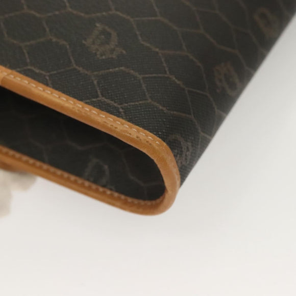 Christian Dior Honeycomb Canvas Chain Shoulder Bag PVC Black Gold Auth 125740