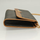 Christian Dior Honeycomb Canvas Chain Shoulder Bag PVC Black Gold Auth 125740-3