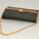 Christian Dior Honeycomb Canvas Chain Shoulder Bag PVC Black Gold Auth 125740-6