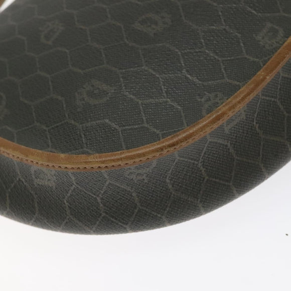 Christian Dior Honeycomb Canvas Shoulder Bag PVC Green Gold Auth 125741