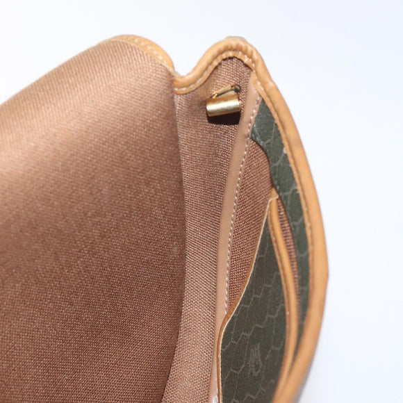 Christian Dior Honeycomb Canvas Shoulder Bag PVC Green Gold Auth 125741