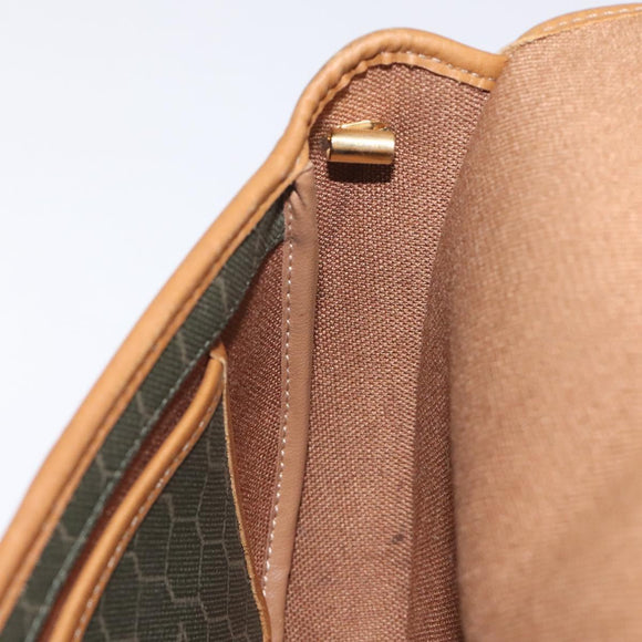 Christian Dior Honeycomb Canvas Shoulder Bag PVC Green Gold Auth 125741