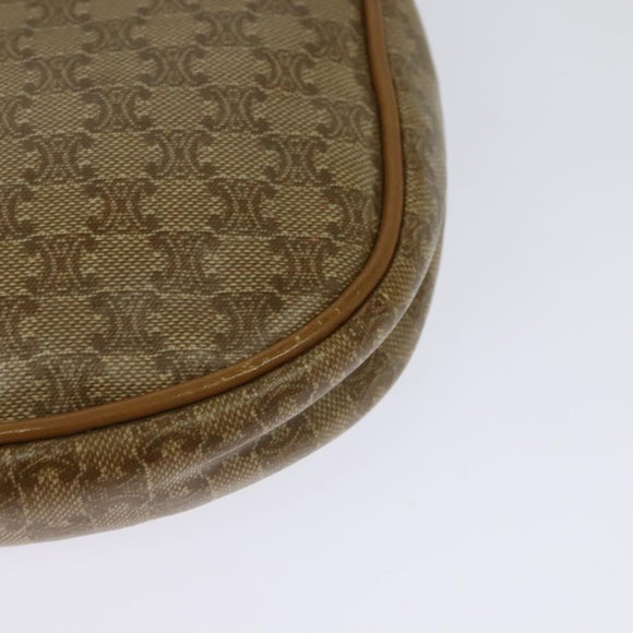 CELINE Macadam Canvas Shoulder Bag Beige Gold Auth 125742