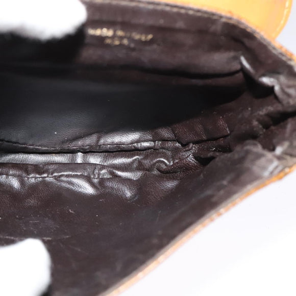 CELINE Macadam Canvas Shoulder Bag Beige Gold Auth 125742