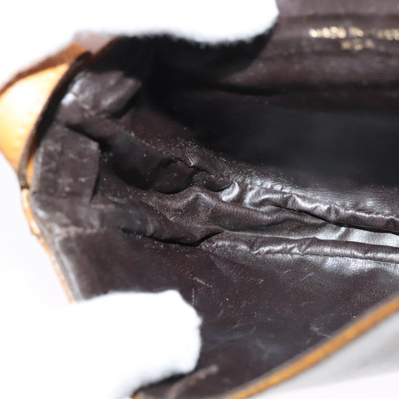 CELINE Macadam Canvas Shoulder Bag Beige Gold Auth 125742