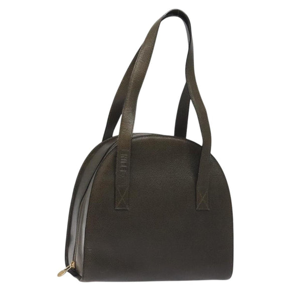 CELINE Shoulder Bag Leather Green Gold Auth 125743