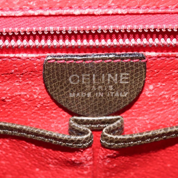 CELINE Shoulder Bag Leather Green Gold Auth 125743