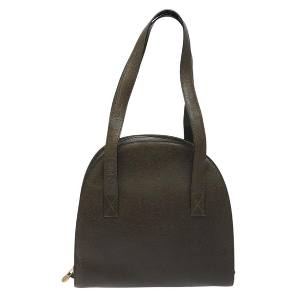 CELINE Shoulder Bag Leather Green Gold Auth 125743