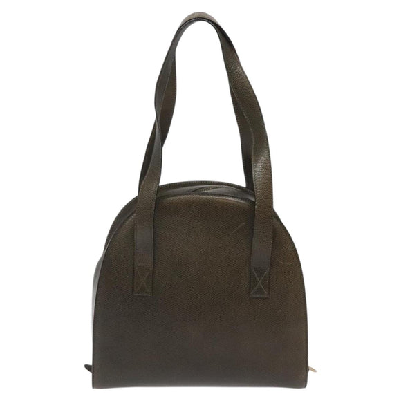 CELINE Shoulder Bag Leather Green Gold Auth 125743