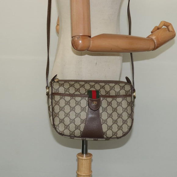 GUCCI GG Supreme Web Sherry Line Bag PVC Beige Gold 001 123 6177 Auth 125752