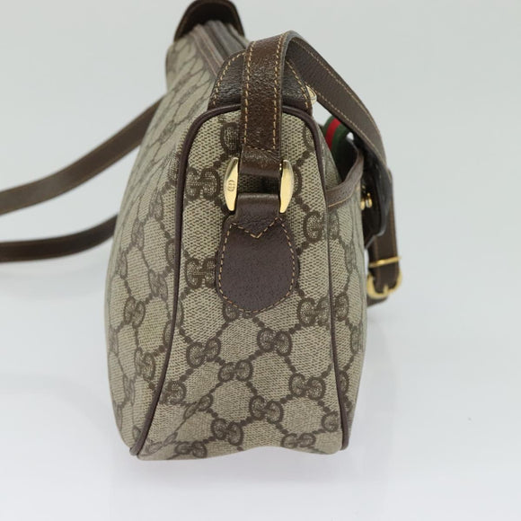 GUCCI GG Supreme Web Sherry Line Bag PVC Beige Gold 001 123 6177 Auth 125752