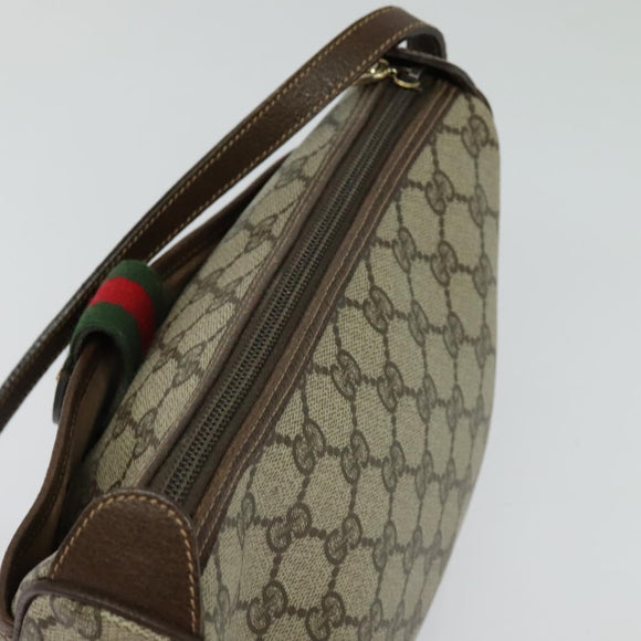 GUCCI GG Supreme Web Sherry Line Bag PVC Beige Gold 001 123 6177 Auth 125752