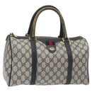 GUCCI GG Supreme Sherry Line Hand Bag PVC Navy Gold Red 69 02 007 Auth 125754-1