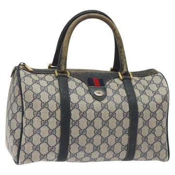 GUCCI GG Supreme Sherry Line Hand Bag PVC Navy Gold Red 69 02 007 Auth 125754