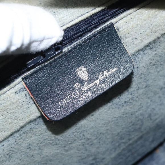 GUCCI GG Supreme Sherry Line Hand Bag PVC Navy Gold Red 69 02 007 Auth 125754