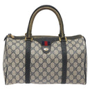 GUCCI GG Supreme Sherry Line Hand Bag PVC Navy Gold Red 69 02 007 Auth 125754-2