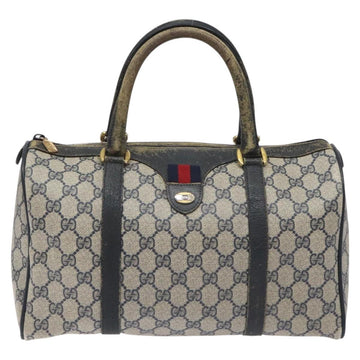 GUCCI GG Supreme Sherry Line Hand Bag PVC Navy Gold Red 69 02 007 Auth 125754 - 0