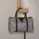 GUCCI GG Supreme Sherry Line Hand Bag PVC Navy Gold Red 69 02 007 Auth 125754-22