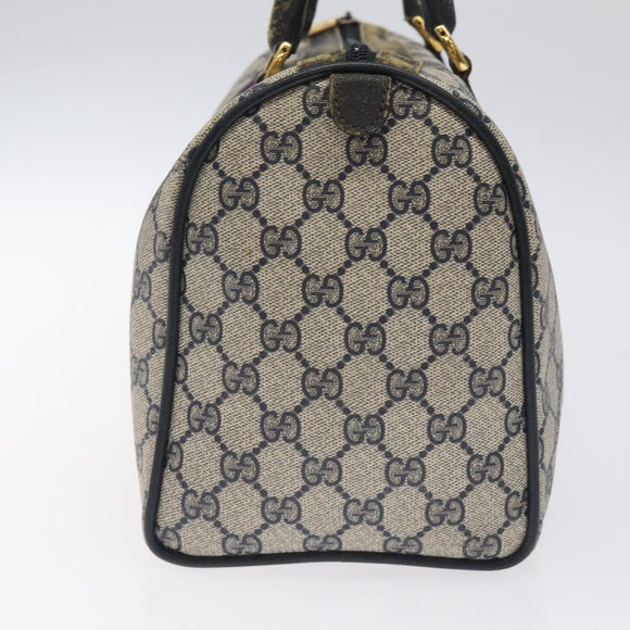 GUCCI GG Supreme Sherry Line Hand Bag PVC Navy Gold Red 69 02 007 Auth 125754