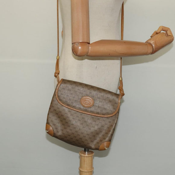 GUCCI Micro GG Supreme Shoulder Bag PVC Beige Gold 41 02 079 Auth 125755