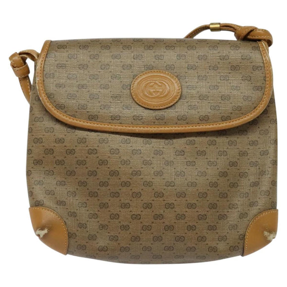 GUCCI Micro GG Supreme Shoulder Bag PVC Beige Gold 41 02 079 Auth 125755