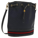 GUCCI Micro GG Supreme Sherry Line Shoulder Bag PVC Navy Gold Auth 125756-1