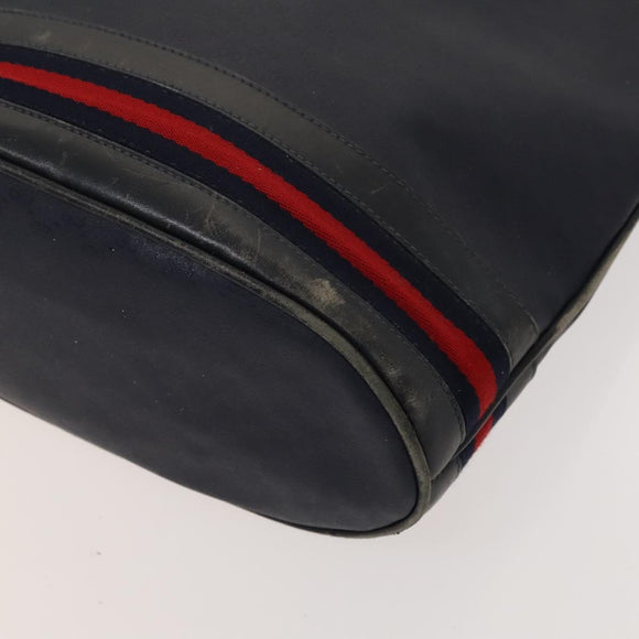 GUCCI Micro GG Supreme Sherry Line Shoulder Bag PVC Navy Gold Auth 125756