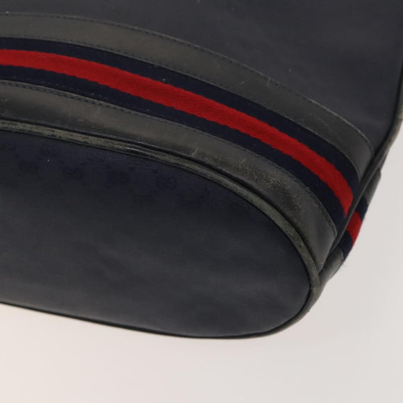 GUCCI Micro GG Supreme Sherry Line Shoulder Bag PVC Navy Gold Auth 125756