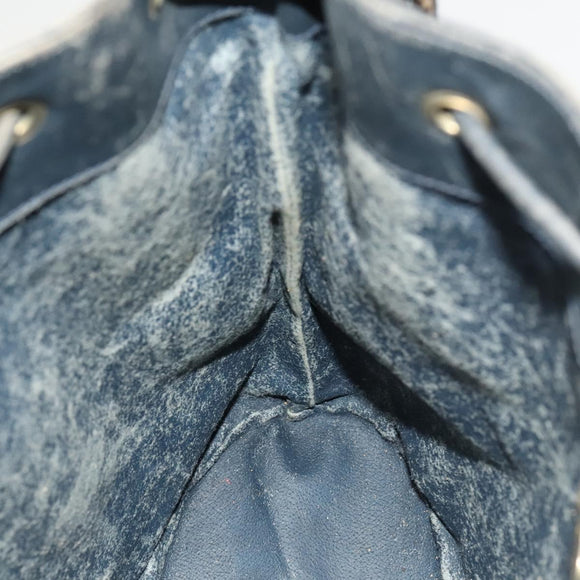 GUCCI Micro GG Supreme Sherry Line Shoulder Bag PVC Navy Gold Auth 125756