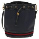 GUCCI Micro GG Supreme Sherry Line Shoulder Bag PVC Navy Gold Auth 125756-13