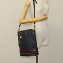 GUCCI Micro GG Supreme Sherry Line Shoulder Bag PVC Navy Gold Auth 125756-20