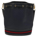 GUCCI Micro GG Supreme Sherry Line Shoulder Bag PVC Navy Gold Auth 125756-2