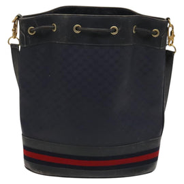 GUCCI Micro GG Supreme Sherry Line Shoulder Bag PVC Navy Gold Auth 125756 - 0