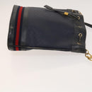 GUCCI Micro GG Supreme Sherry Line Shoulder Bag PVC Navy Gold Auth 125756-3
