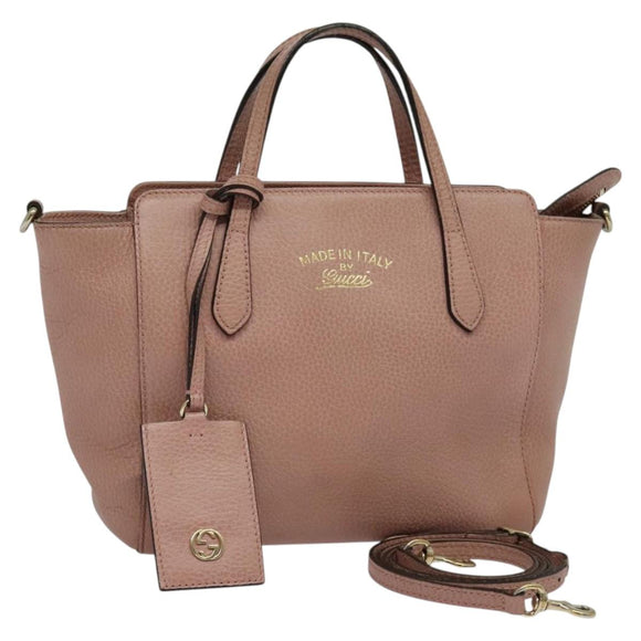 GUCCI Hand Bag Leather 2way Pink Gold 368827 Auth 125758