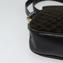 CELINE Macadam Canvas Shoulder Bag Suede Black Gold Auth 125764-11