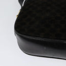 CELINE Macadam Canvas Shoulder Bag Suede Black Gold Auth 125764-13