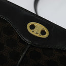 CELINE Macadam Canvas Shoulder Bag Suede Black Gold Auth 125764-15