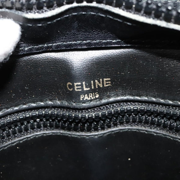 CELINE Macadam Canvas Shoulder Bag Suede Black Gold Auth 125764