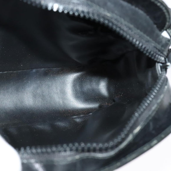 CELINE Macadam Canvas Shoulder Bag Suede Black Gold Auth 125764