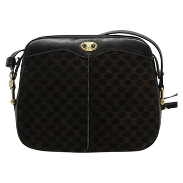 CELINE Macadam Canvas Shoulder Bag Suede Black Gold Auth 125764 - 0
