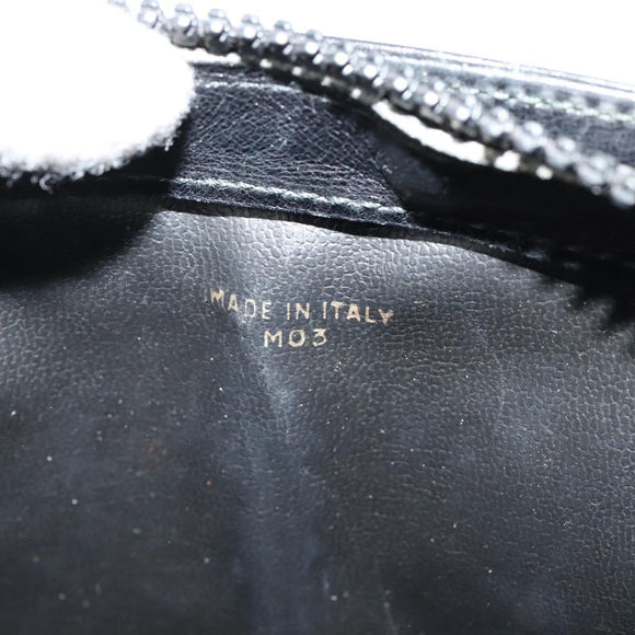 CELINE Macadam Canvas Shoulder Bag Suede Black Gold Auth 125764