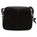 CELINE Macadam Canvas Shoulder Bag Suede Black Gold Auth 125764-3